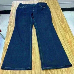 LOFT Curvy Boot Dark Wash Flare Leg Mid Rise Jeans size 12